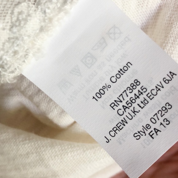 J. Crew Embroidered Front Tee Ivory Sz S - Picture 5 of 5